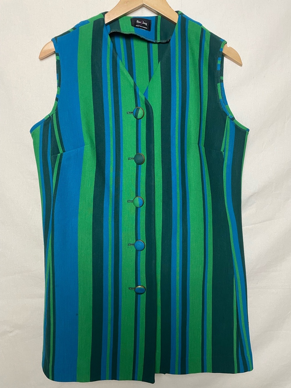 TanJay Vintage Green & Blue Striped Vest
